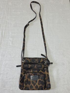 Nicole by Nicole Miller Leopard Print Crossbody Bag Multi-Zip